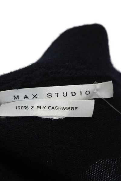 Max Studio Women Blue Cashmere V Neck Cardigan Long Sleeve Size S