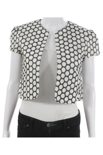 Michael Michael Kors Womens White Polka Dot Cotton Short Sleeve Jacket Size 2P