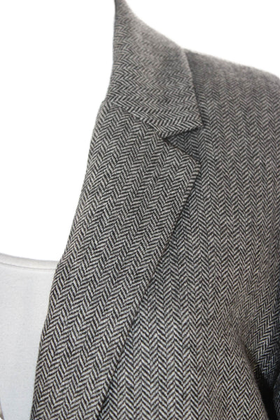 Madewell Womens Basic Tweed Herringbone Button Jacket Gray Long Sleeve Size L