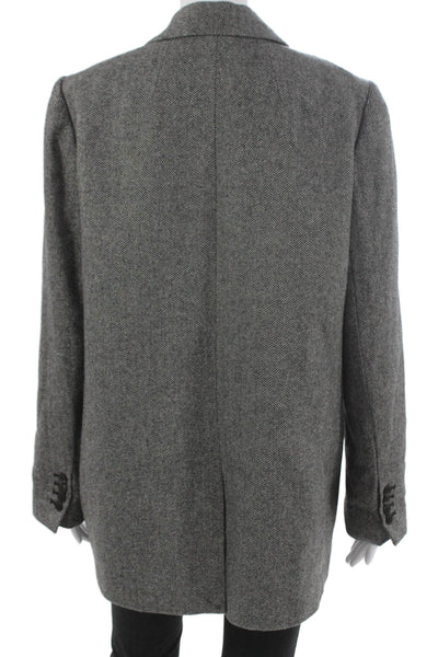 Madewell Womens Basic Tweed Herringbone Button Jacket Gray Long Sleeve Size L