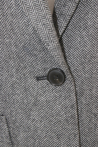 Madewell Womens Basic Tweed Herringbone Button Jacket Gray Long Sleeve Size L