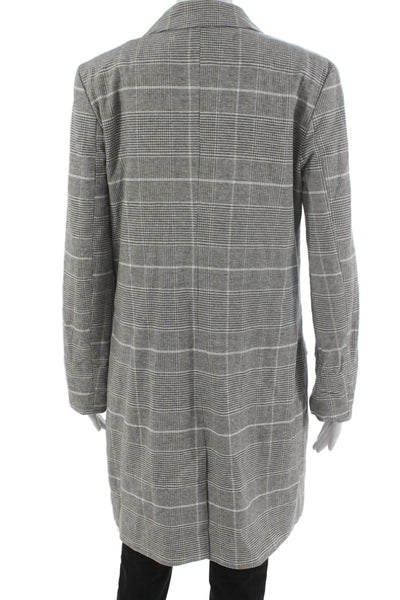 BB Dakota Women Overcoat Plaid Gray Cotton Button Long Sleeve Size M
