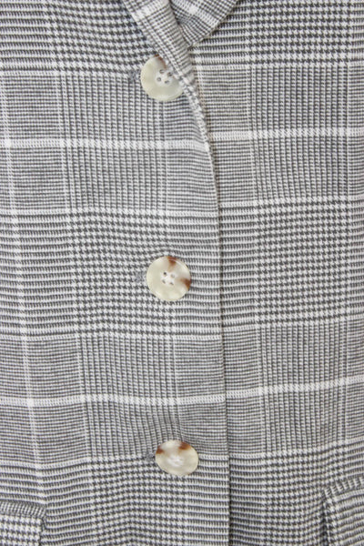 BB Dakota Women Overcoat Plaid Gray Cotton Button Long Sleeve Size M