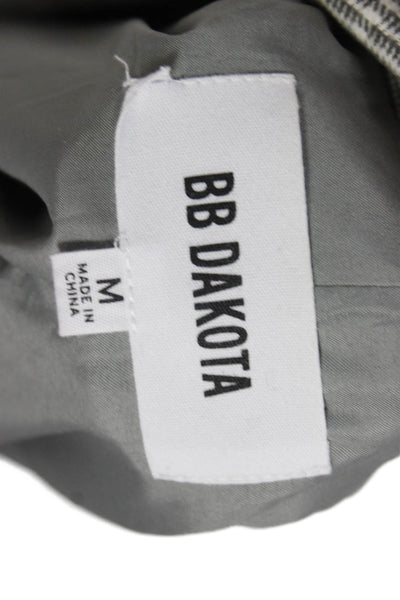 BB Dakota Women Overcoat Plaid Gray Cotton Button Long Sleeve Size M