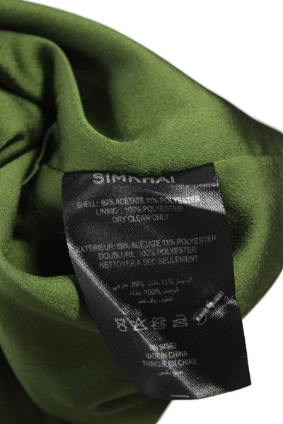 Simkhai Women Wrap Dress One Shoulder Long Sleeve Green Knee Length Size 8