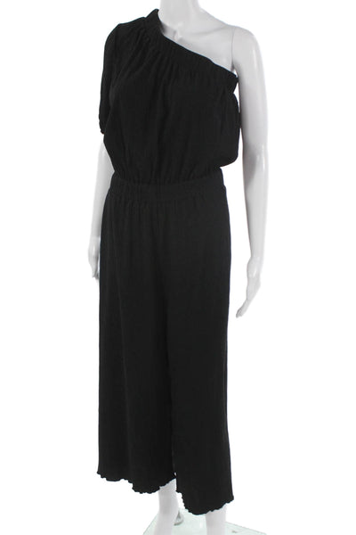 MNG Women One Shoulder Short Sleeve Black Jumpsuit Polyester Size M