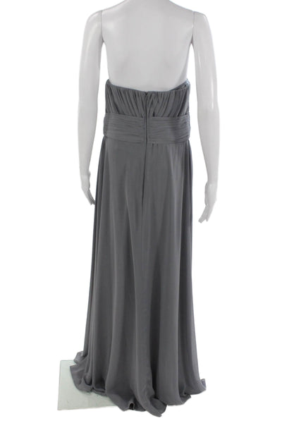 Bari Jay Womens One Shoulder Gray Polyester Maxi Dress Sleeveless Size 16