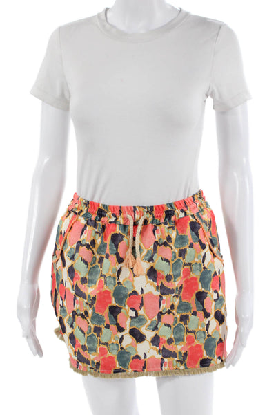 Beach Warrior Womens Printed Drawstring Lined Mini Skirt Red Combo Size 12