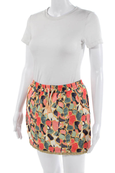 Beach Warrior Womens Printed Drawstring Lined Mini Skirt Red Combo Size 12