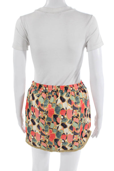 Beach Warrior Womens Printed Drawstring Lined Mini Skirt Red Combo Size 12
