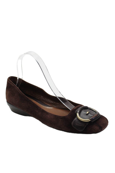Cole Haan Womens Suede Embellished Slip On Ballet Flats Shoes Brown Size 8B