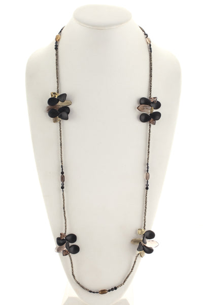 Joan Hornig Sterling Silver Onyx Topaz Citrine Pyrite Beaded Rock Candy Necklace