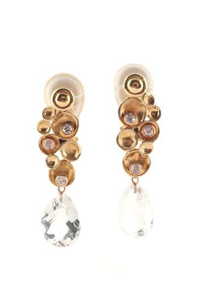 Joan Hornig 14KT Gold Diamond White Topaz Pop Rocks Drop Earrings