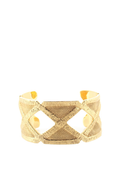 Joan Hornig 18KT Gold Brushed Metal Cut Out Trimmings Cuff Bracelet $19000
