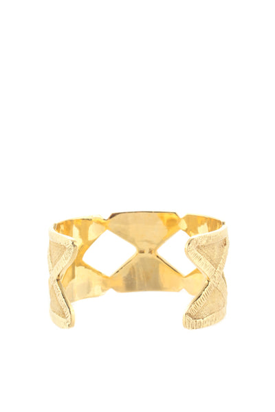 Joan Hornig 18KT Gold Brushed Metal Cut Out Trimmings Cuff Bracelet $19000