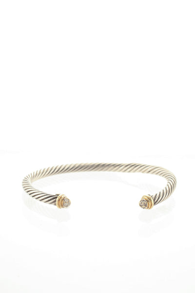 David Yurman 18KT White Gold Sterling Silver Cable Classic Bracelet