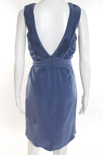 Vera Wang Lavender Label Blue Sleeveless Scoop Neck Belted A Line Dress Size 2