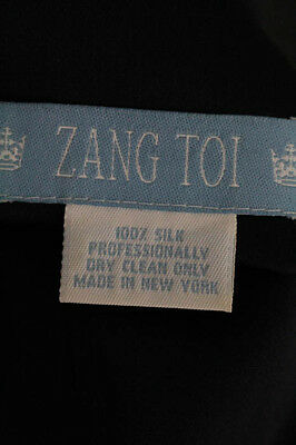 Zang Toi Dark Blue Silk Sleeveless Round Neck Blouse Size Medium