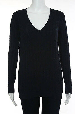 Lacoste Dark Blue Knit Cotton V Neck Sweater Top Size 36
