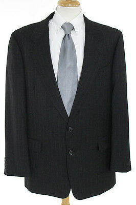 Hickey Freeman Dark Gray Wool Striped Two Button Blazer Size 44 Long