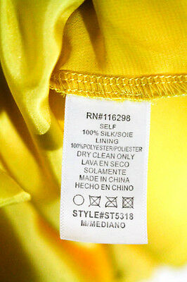 Collective Concepts Yellow Silk Spaghetti Strap Ruffle Front Blouse Size M