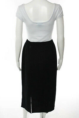 Sophy Curson Black Elastic Waist Mid Calf Slit Skirt Size 8