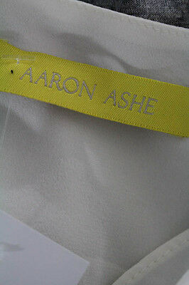 Aaron Ashe Ivory Gray Sleeveless Draped Cowl Neck Blouse Estimated Size S
