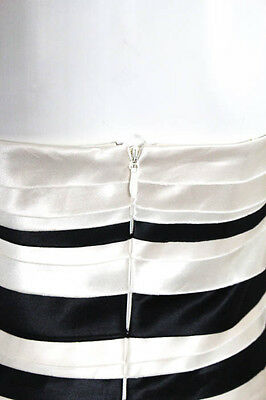 BCBGMAXAZRIA Petites Ivory Black Striped Strapless Tiered Dress Size 12 Petite
