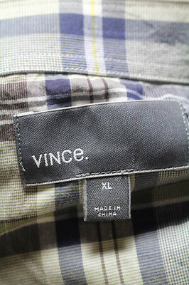 Vince Multicolor Cotton Plaid Button Front LongSleeve Crewneck Shirt SizeXLarge