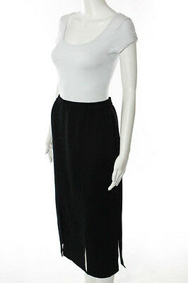 Sophy Curson Black Elastic Waist Mid Calf Slit Skirt Size 8