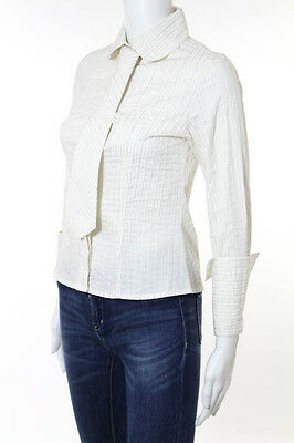 CynthiaCynthiaSteffe White Cotton CrochetKnit Striped Slim ALine Skirt SizeSmall