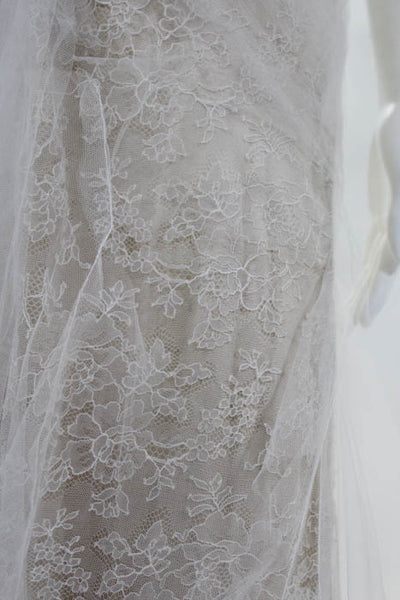 Rafael Cennamo White Couture  Beige White Silk Lace Mesh Overlay Strapless Brida