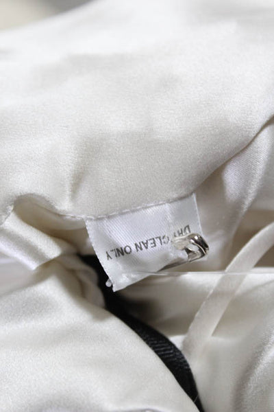 Rafael Cennamo White Couture  White Silk Sleeveless V-Neck Ruched Chiffon Gown S