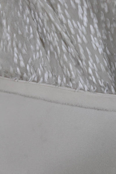 Rafael Cennamo White Couture  Ivory Gray Silk Fringe Sleeveless Boat Neck Bridal