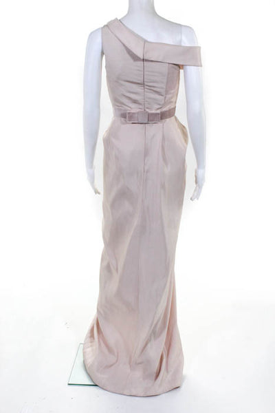 Rafael Cennamo White Couture  Light Pink Off Shoulder Velvet Contrast Slit Front