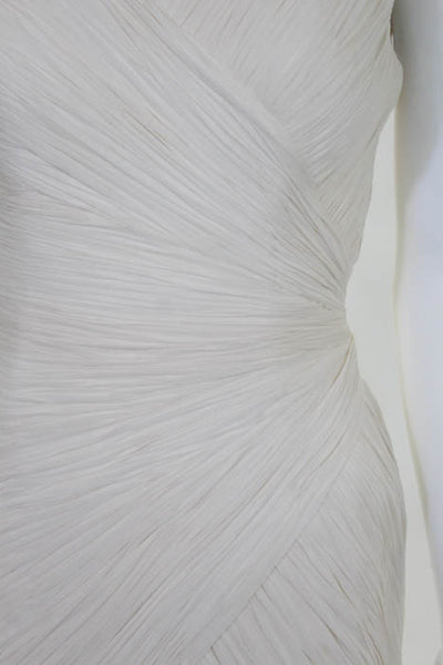 Rafael Cennamo White Couture Ivory Silk Sleeveless V-Neck Pleated Mermaid Bridal