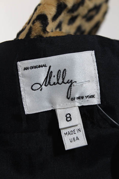Milly Brown Cotton Textured Animal Print Mini Skirt Size 8