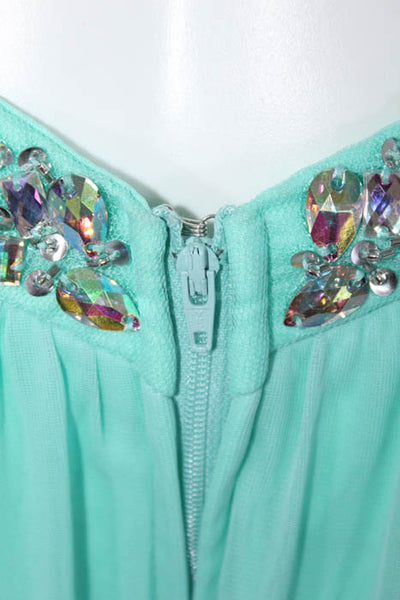 Trixxi Mint Rhinestone Waist Cut Out Detail Sweetheart Gown Size 3 NEW $109