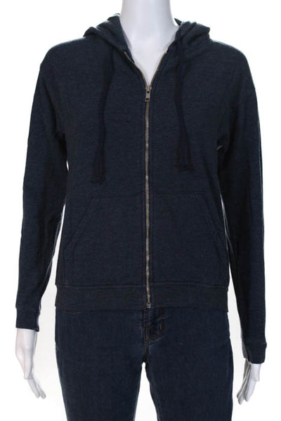 At Piece Navy Blue Cotton Hooded Full Zip Sweatshirt Size Small