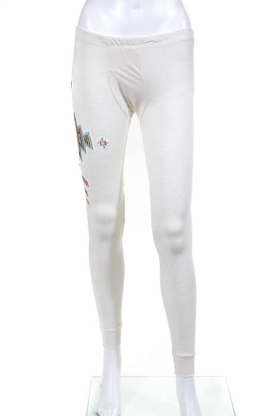 AsIs Los Angeles White NEW Pull On Embroidered Trim Leggings Size Small