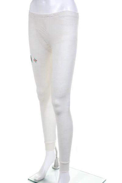 AsIs Los Angeles White NEW Pull On Embroidered Trim Leggings Size Small