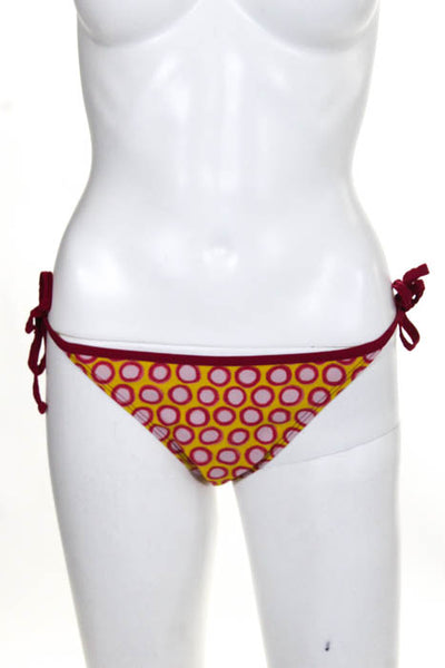 0039 Italy Pink Yellow Polka Dot Tie String Tie Bikini Bottom Size Small New