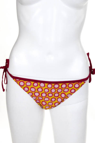 0039 Italy Pink Yellow Polka Dot String Tie Bikini Bottom Size Extra Small New