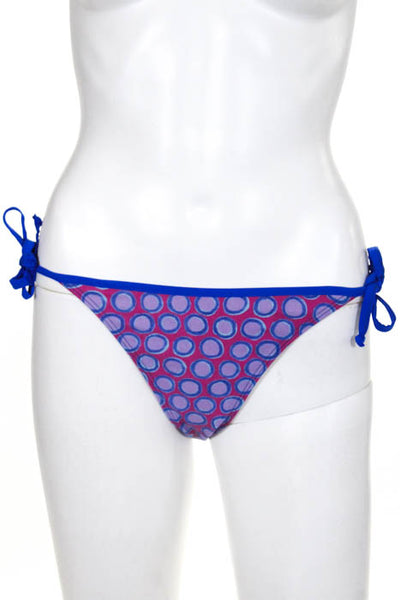 0039 Italy Blue Pink Polka Dot Tie String Bikini Bottom Size Extra Small New