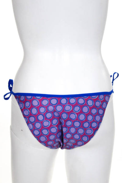 0039 Italy Blue Pink Polka Dot Tie String Bikini Bottom Size Extra Small New
