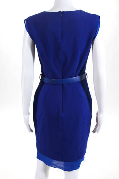 Cabe Blue Sleeveless Scoop Neck Women's Blue Belt Zipper Cocktail Dress Size 6