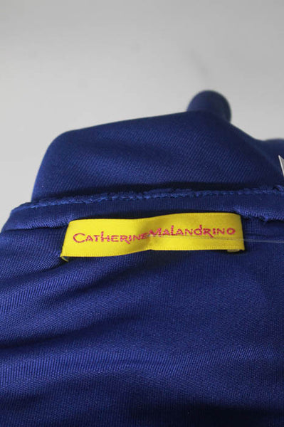 Catherine Malandrino Blue Silk Blend Sleeveless Ruffled Blouse Size Small