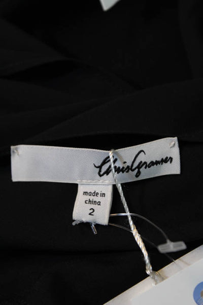 Chris Gramer Black 3/4 Sleeve Blouse Size 2 New $184