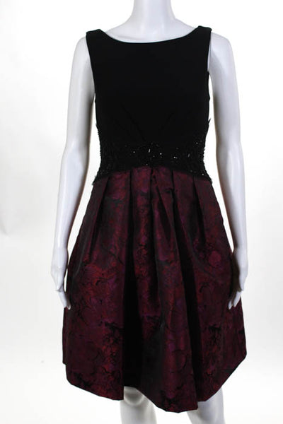 JS Boutique Red Black Floral Pleated Party Dress Size 4