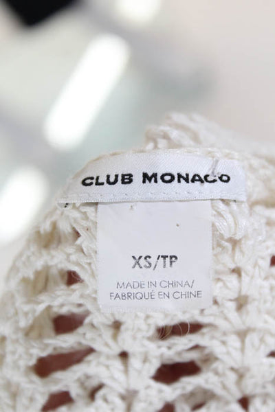 Club Monaco  Cream Open Knit Scoop Neck Cap Sleeve Sweater Size Extra Small